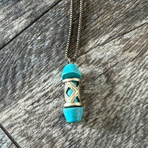 Turquoise and Silver Pendant Necklace